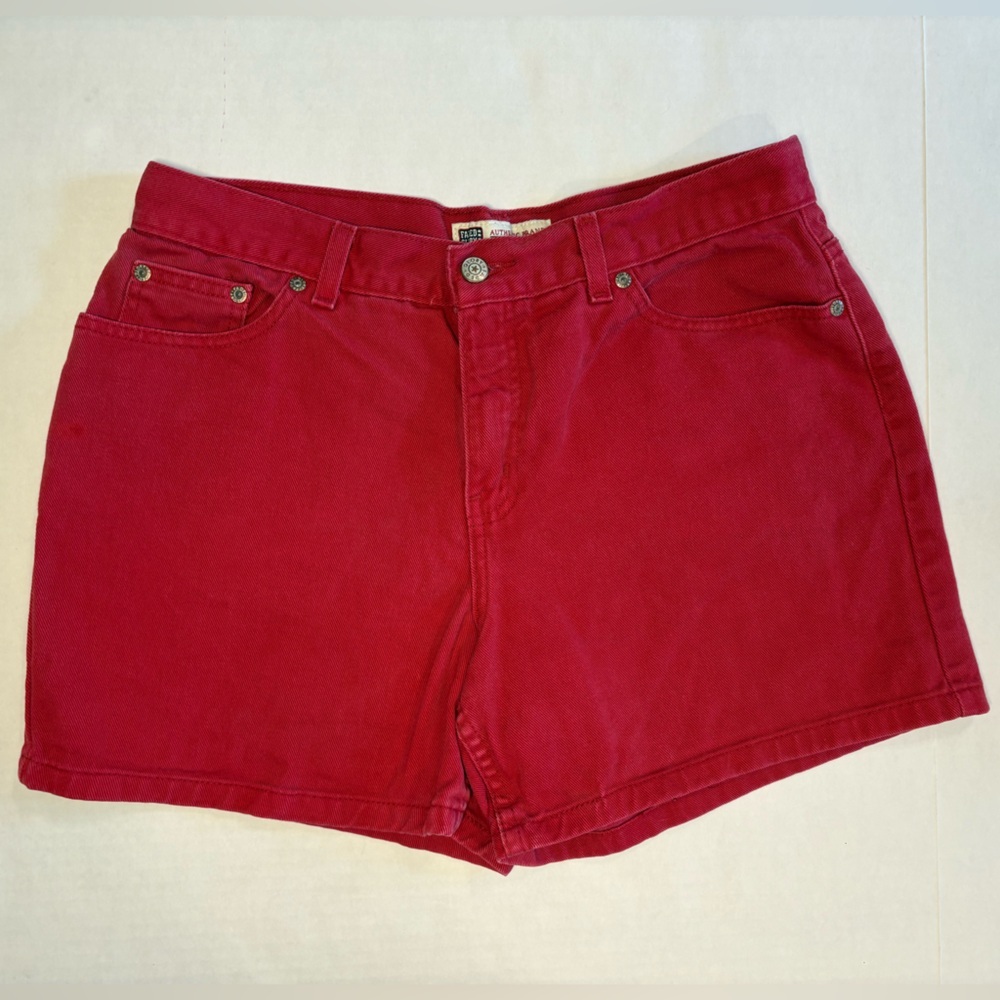 Faded Glory VTG women’s 100% cotton red denim jean shorts mid-rise size 12